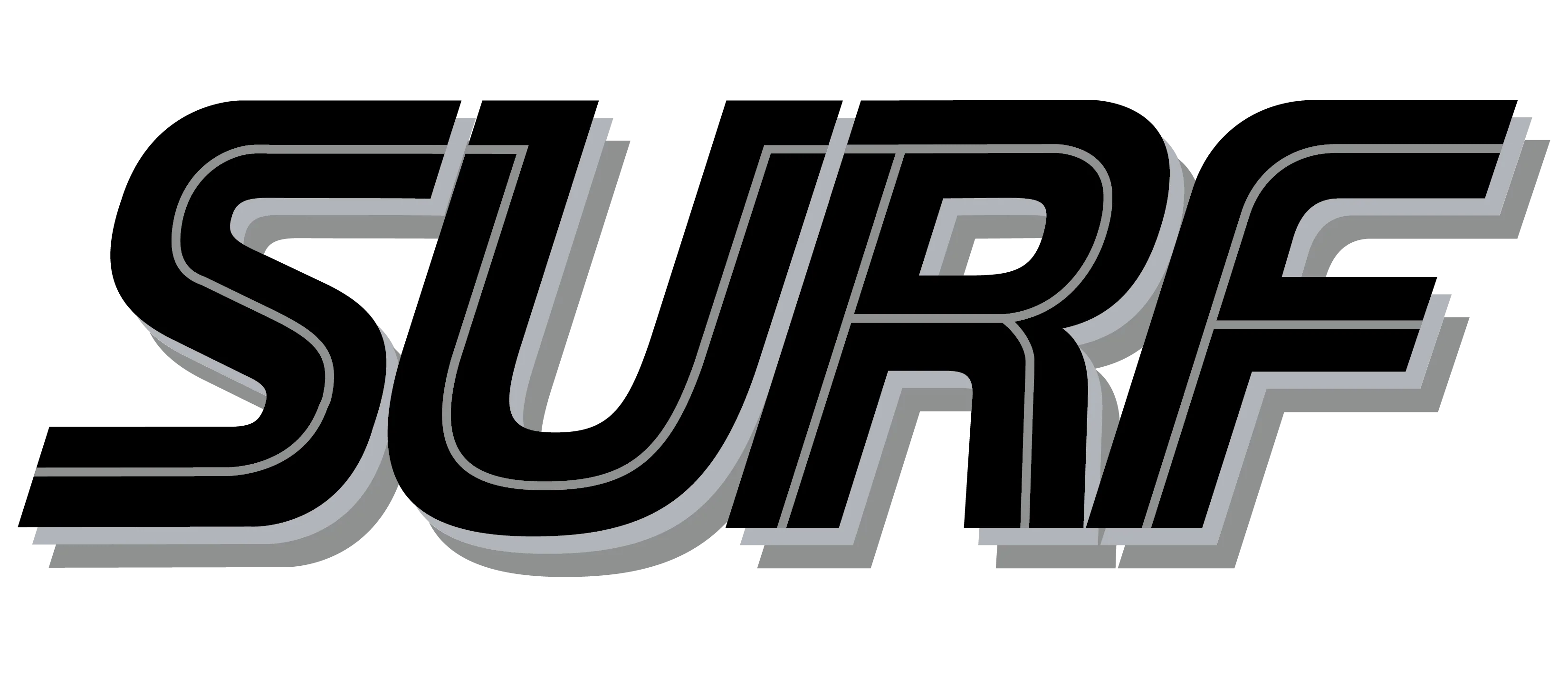 Black "Surf" Front Center Chest (Grey Training)