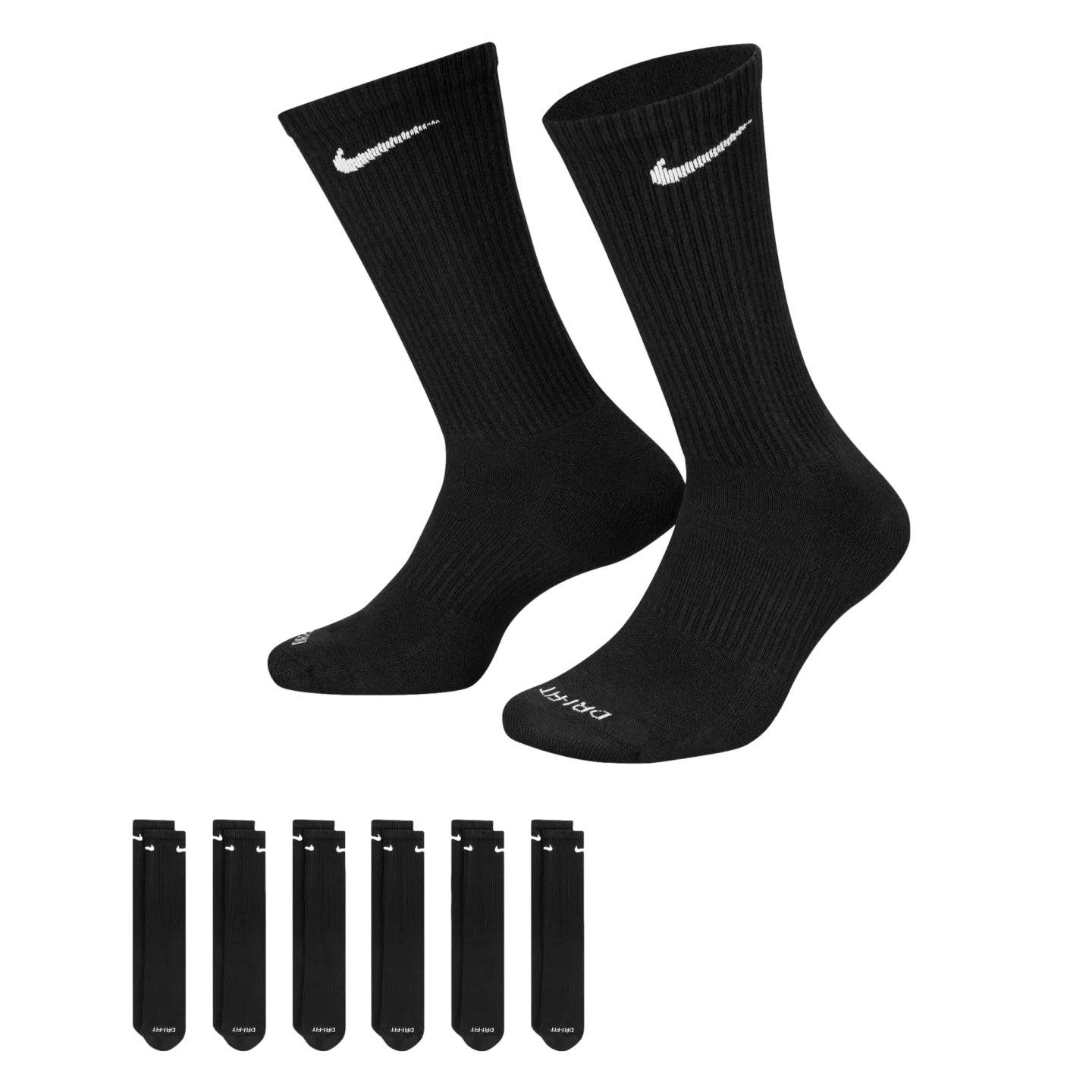Nike Everyday Plus Cushioned Crew Dri-fit Socks (6 pack) - Black - Image 2