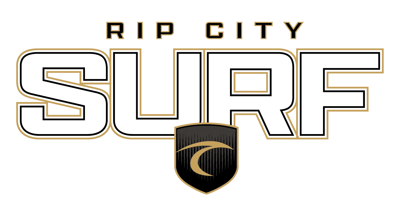 Surf 2026 Middle Chest Shield Trace Logo - Rip City Surf