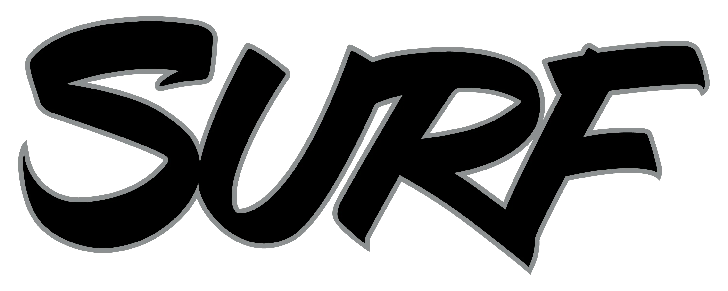 Surf Wave Text Middle Chest - Black/Silver