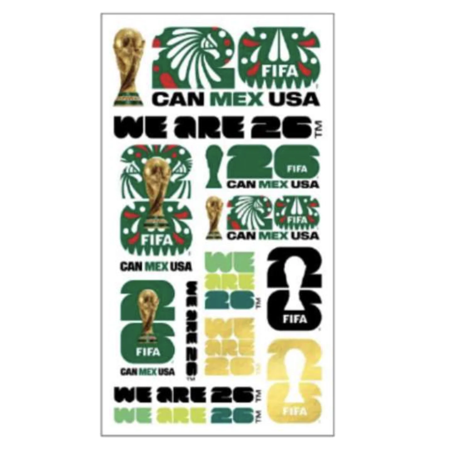World Cup 2026 Mexico Host Country Tattoo Sheet